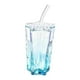 thumbnail image 2 of Vaso de vidrio con tapa y pajita, diseño transparente, práctico, elegante y Azul, 2 of 9