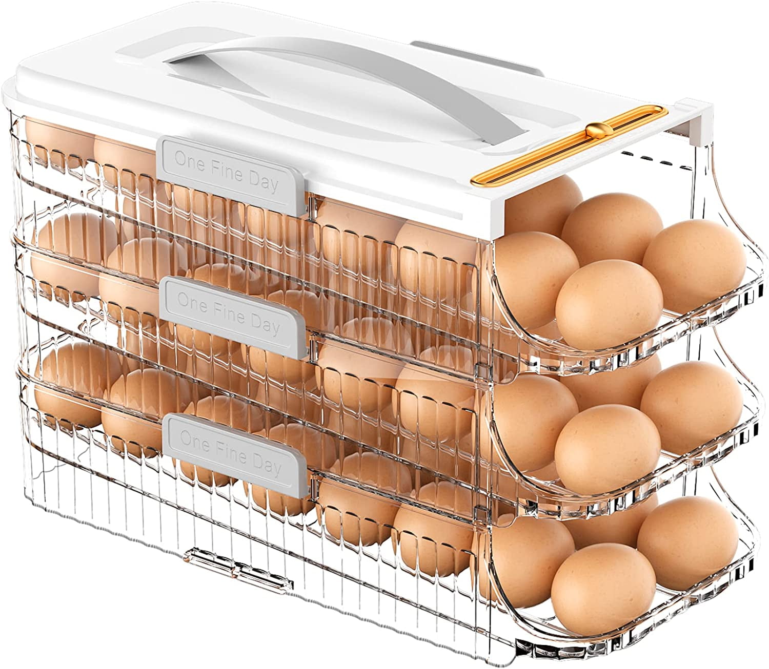 Egg Holder for Refrigerator 3 Layer Egg Storage Container with Handle