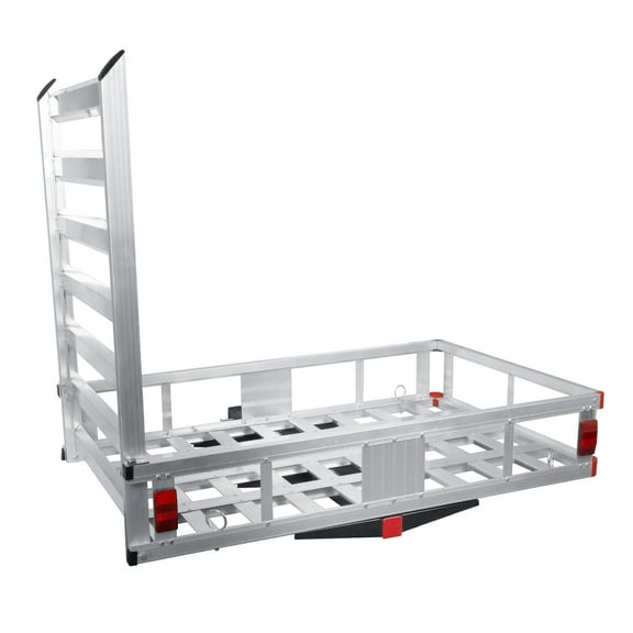 800 LBS Aluminum Hitch Cargo Carrier, Trailer Hitch Mount Aluminum Mobility Carrier with Folding Design, Luggage Carrier Rack  for SUV Truck Family Trips