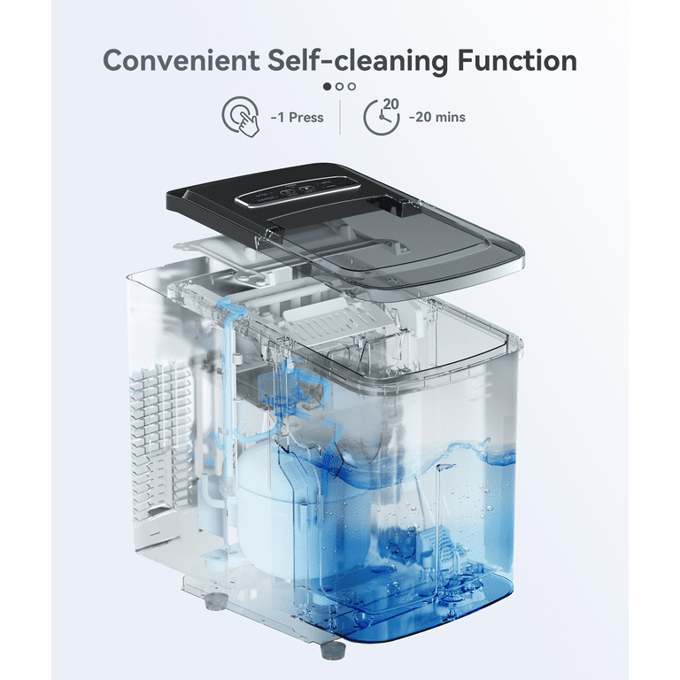 EcoZy Portable Ice Maker Countertop, 9 Cubes Ready in 6 Mins, 26.5 lbs