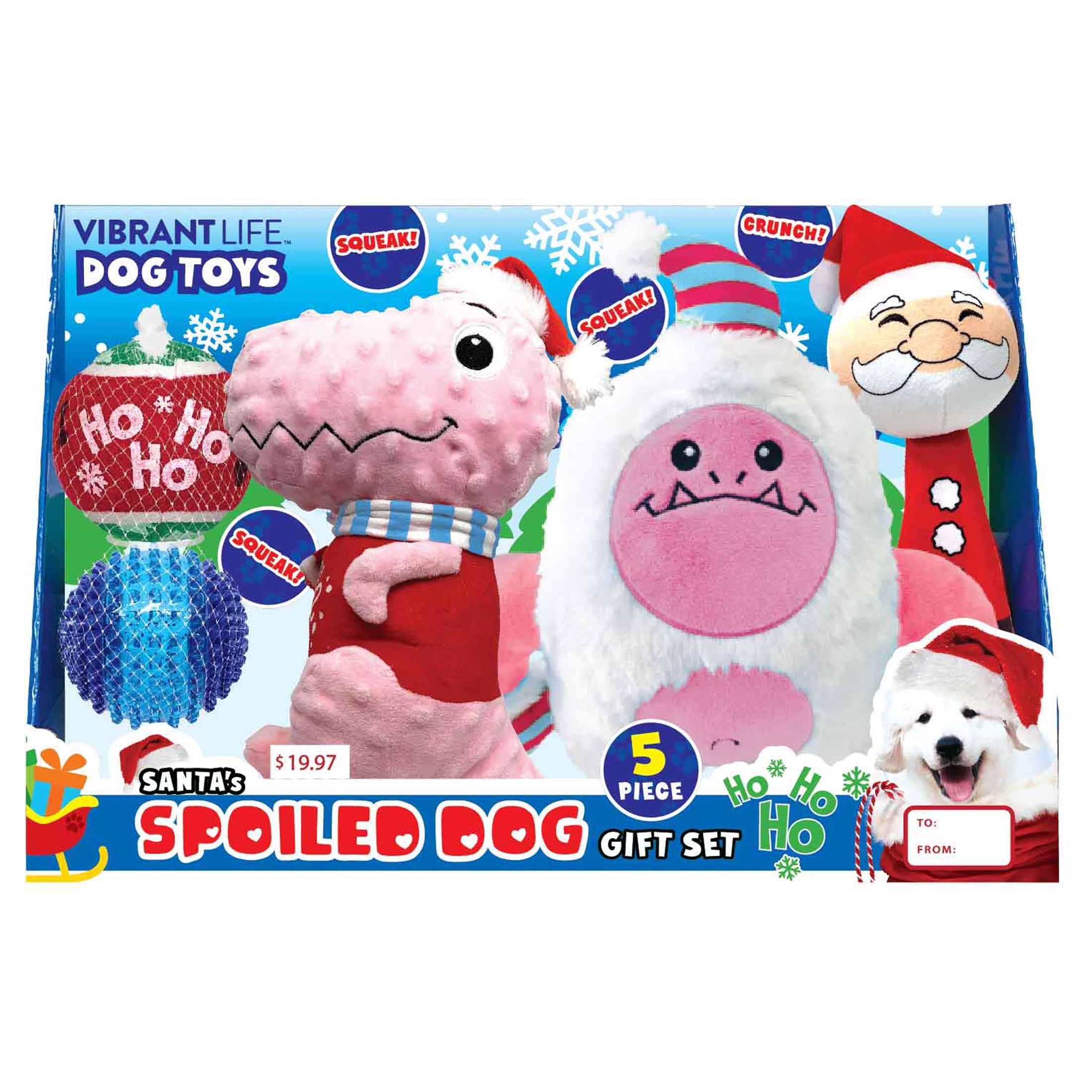 Vibrant Life Santa's Spoiled Dog Toy 5Piece Gift Set for Christmas