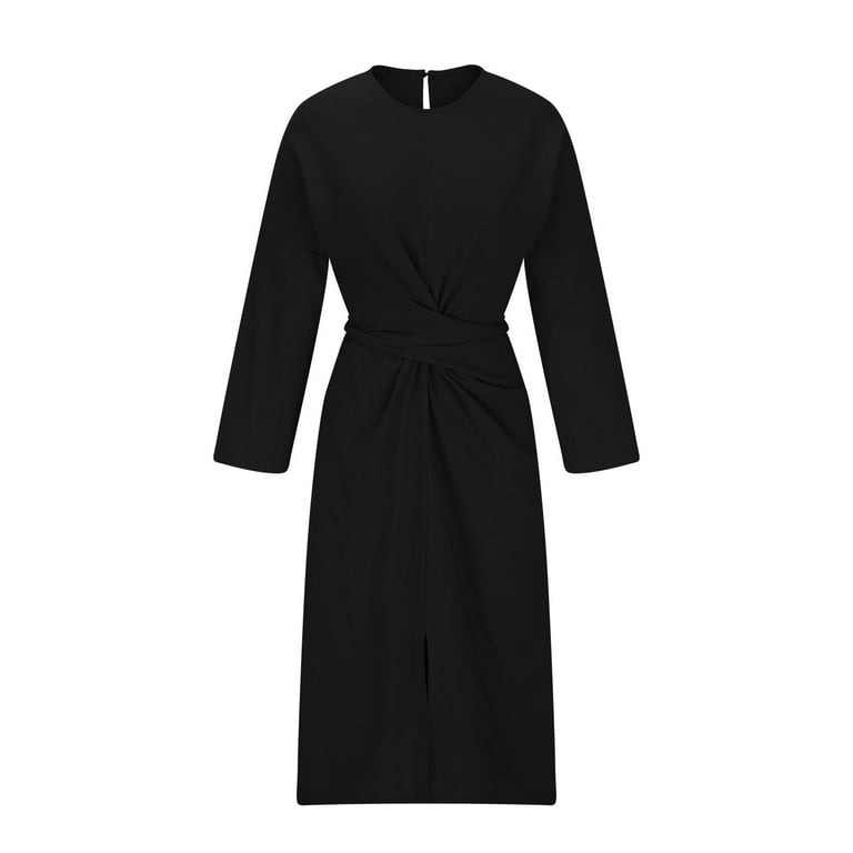 knee length dresses for ladies The Wrap Dress in Linen main image 0
