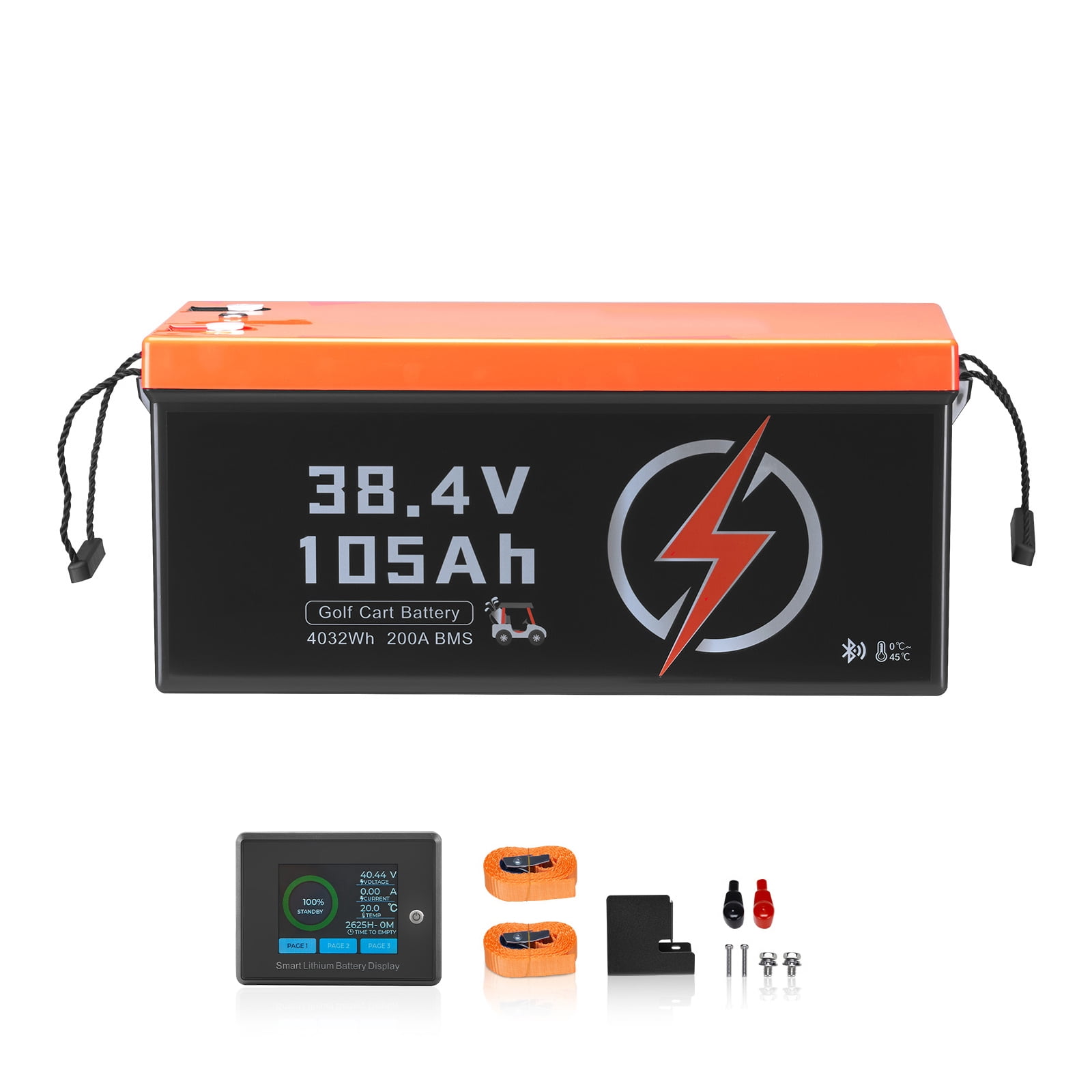 VEVOR 36V 105Ah Golf Cart Lithium Battery, 36 Volt Golf Cart Battery with 200A BMS, LCD Monitor and Mobile APP, LiFePO4 Battery with 600A Peak Current, ABS Shell and 4000+ Cycles, for Golf Carts
