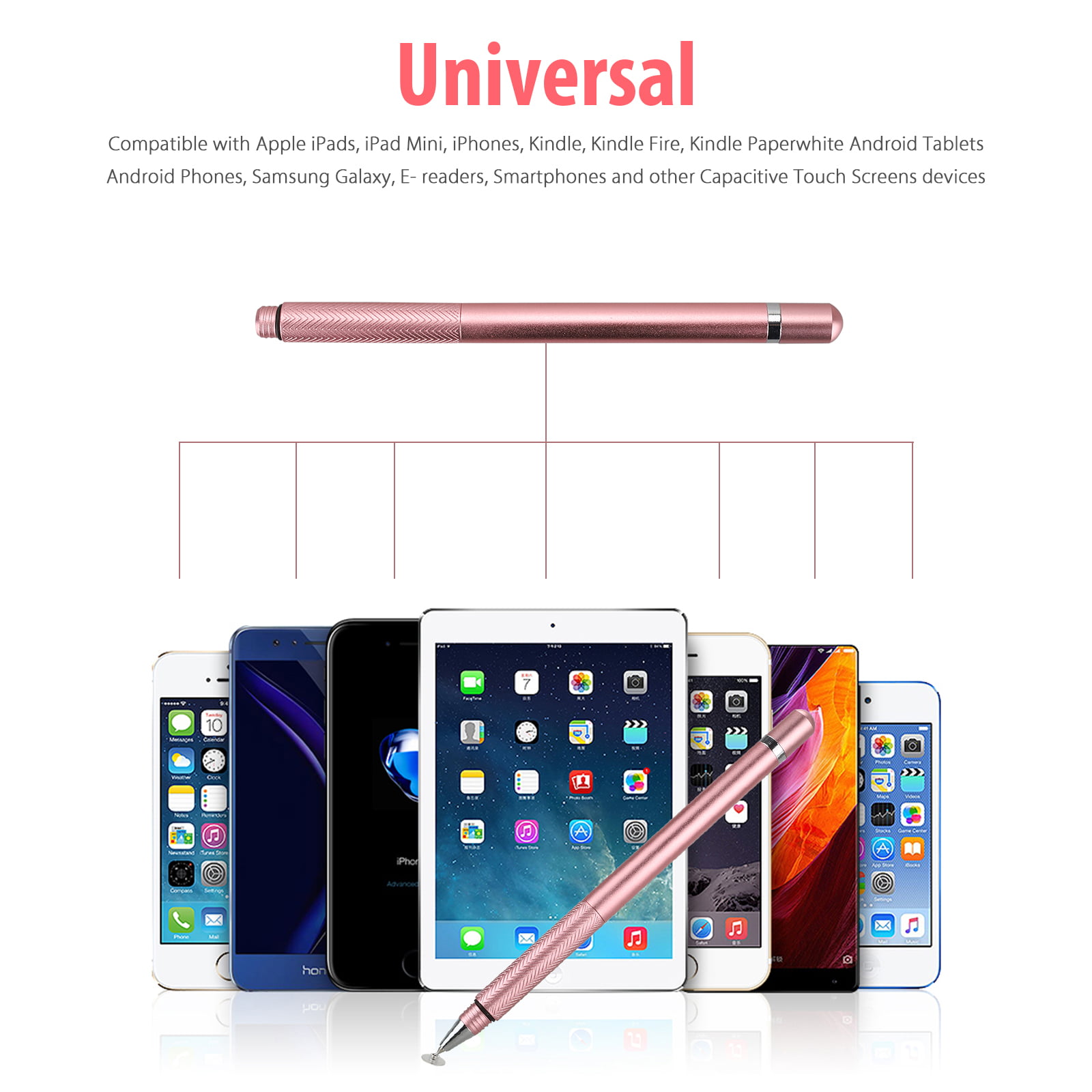 Light Blue, Rosegold, Red, Purple CFDXK Stylus Pens for Touch Screens，2 in 1 Stylus Compatiable with Apple iPad iPhone Samsung Tablets and All Other Touch Screens with 20 Extra Replacement Tips 