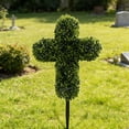 thumbnail image 6 of RICHMJ Artificial Greenery Cross Stake 23.62in, Faux Greenery Cross Design, Weather-Resistant Memorial Garden Stake for Outdoor, Yard, Cemetery, Church, Easter & Christian Home Decor, 6 of 9