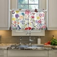 thumbnail image 5 of FREEAMG 36 Inch Length Kitchen Curtains Colorful Flowers Butterfly 2 Panels Half Window Sheer Curtains Rod Pocket Farmhouse Short Drapes for Bathroom Cafe Basement, 5 of 7
