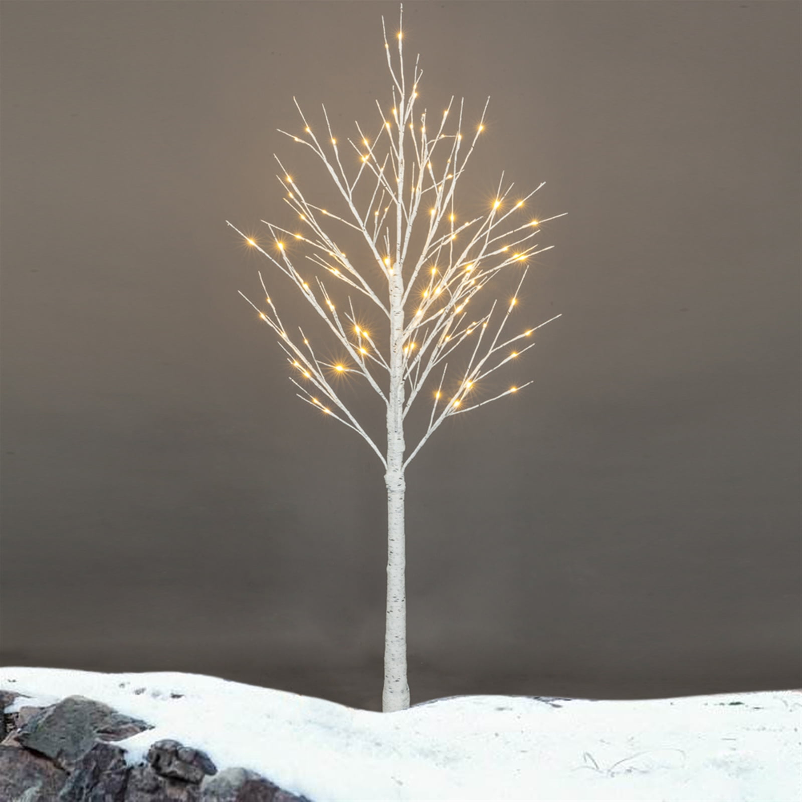Birch Tree with Lights, Warm White Led Artificial Birch Trees, 4ft 48