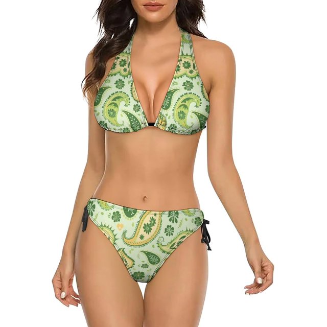NICKSUN Women's Bikini Sets, Cute Print Two Piece Bathing Suits Sexy Halter Padded Bikini Swimsuits