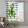 thumbnail image 3 of Saint Patrick's Day Semi Sheer Curtains Drapes for Living Room,Bedroom,French Doors Window 84 Inches Long,Farmhouse Green Lucky Clovers Plaid Rod Pocket Chiffon Curtain Drapery Voile Draperies Panel, 3 of 8