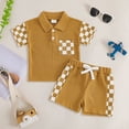 thumbnail image 2 of Akiihool Baby Boy Short Sets Baby Boys Summer Clothes Striped Boy Waffle Short Sleeve T-shirt Tops Shorts Set 6 12 18 24 Months Outfits(Coffee,2-3 Years), 2 of 4