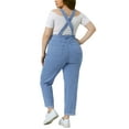 thumbnail image 3 of Agnes Orinda Women's Plus Size Stretch Adjustable Strap Bib Denim Summer Fashion Jumpsuits 2X Light Blue, 3 of 5