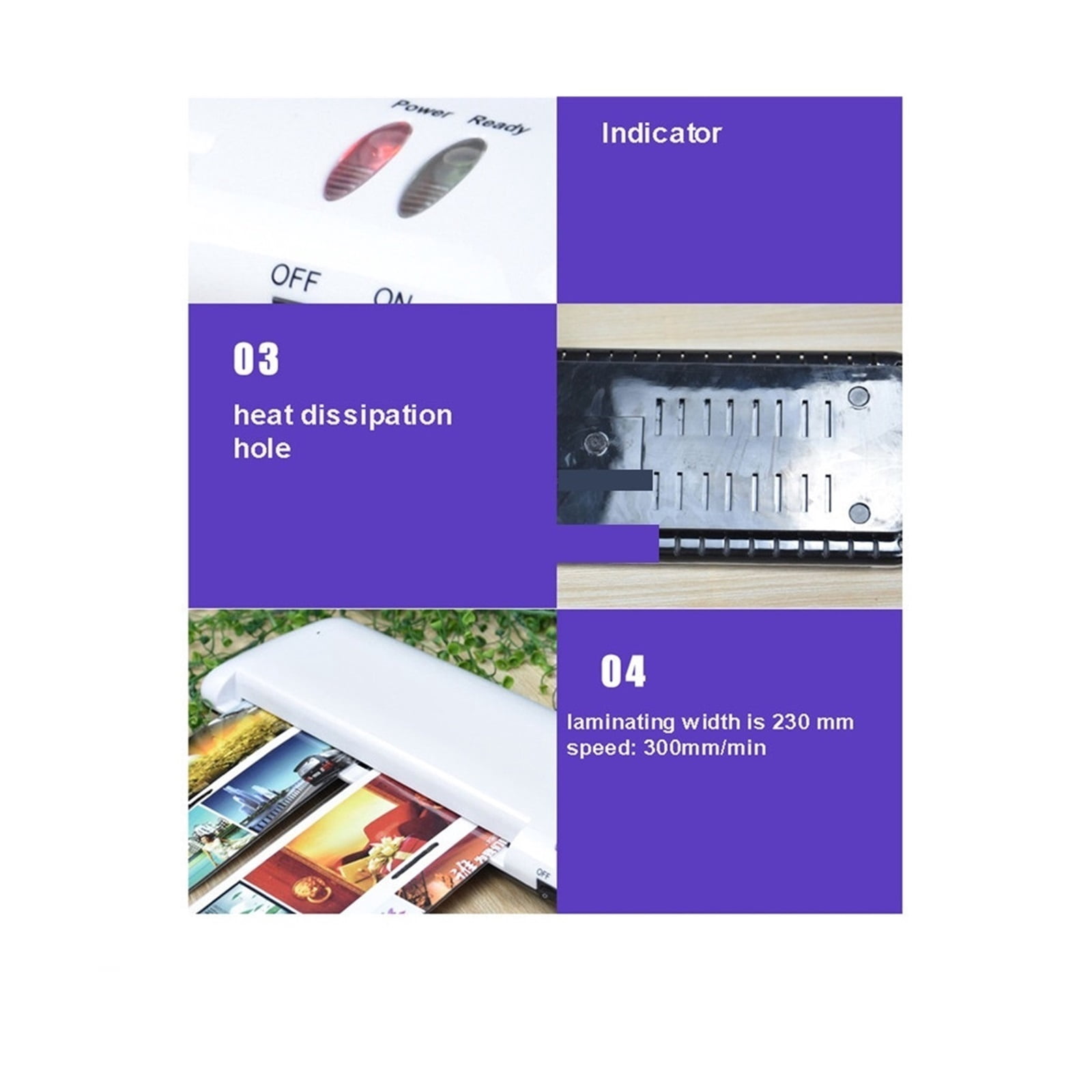 A4 A5 3/5/6/7inch Photo Document Paper Laminating Film Machine Cold/Hot Laminator Speed 400mm/min Width 230mm LM-22-A4