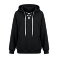 thumbnail image 3 of Women's Lace Up Hoodie, Long Sleeve Pullover Hooded Sweatshirt with Kangaroo Pocket for Casual Everyday Wear, 3 of 8