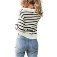 thumbnail image 2 of Hanerdun Women Casual Polo Sweaters Female Pullover Striped Knitwear Black XL, 2 of 5