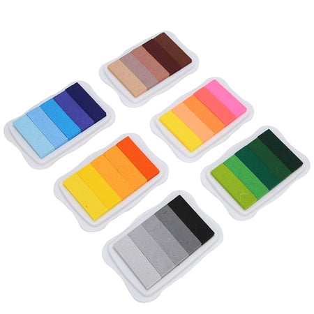 Suodoka 6Pcs Gradient Stamp Pad Non Toxic Hand Made Craft Inkpad Washable Ink Set for DIY Scrapbooking Rubber Stamps Fingerprint Art and Printing Processing Supplies (7.09 inches / 18 cm)