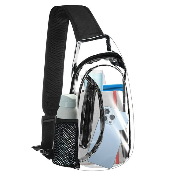 Clear Sling Bag, TSV Stadium Approved Clear PVC Chest Bag with Adjustable Strap, Waterproof Clear Crossbody Daypack