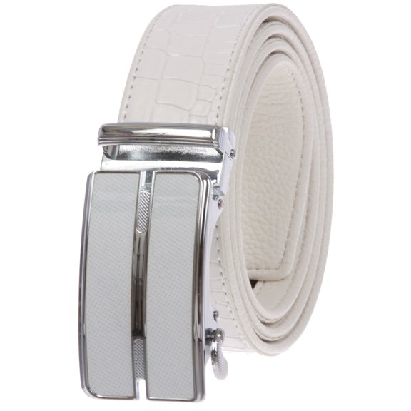 Men's Alligator Leather Automatic Buckle Slide Ratchet Dress Belt
