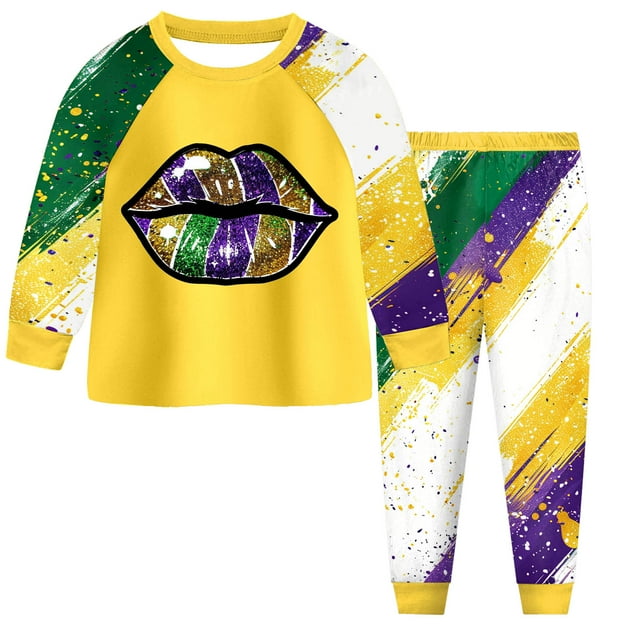 2 Piece Pyjamas Set For Boys And Girls T Shirt And Pants Outfit For Kids Carnival Party