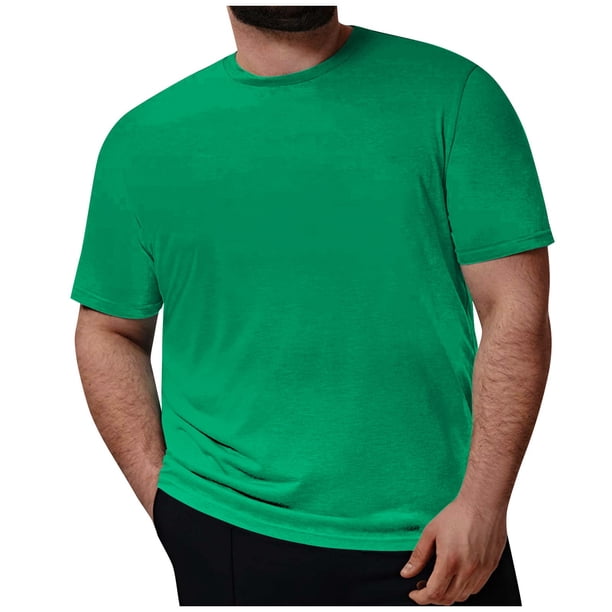 Plus Size Mens Casual Round Neck Solid Color Short Sleeve T-Shirt Blouse Tops 2XL