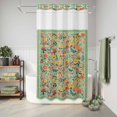 thumbnail image 6 of No Hook Shower Curtain, Boho Green Flowers Shower Curtains for Bathroom with See Through Top Window, Spring Abstract Watercolor Floral Leaf Waterproof & Washable Bath Curtain Small Stall 36"x78", 6 of 9