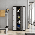 thumbnail image 1 of Tall Steel Storage Cabinet with 4 Lockable Doors, Metal Locker Organizer with Adjustable Shelves, Secure Rust-Resistant Design for Office, School, Garage, Gym, Home – Grey/Black, Light Gray+Black, 1 of 8