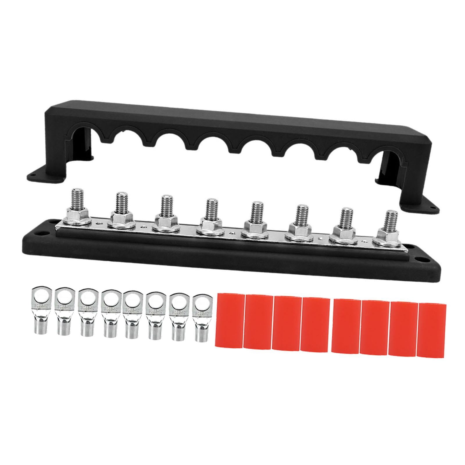 funtasica Power Distribution Block Bus Bar Terminal Block Part Replacement Upgrade Design 12-48V Battery Busbar 300A for Cars Boat Black