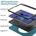 thumbnail image 5 of Kids Friendly Case for iPad Air 11" 2024 2025/Pro 11 2022 2021 2020 2018/Air 4/Air 5, Rugged Case with Rotating Ring Stand Pencil Holder Heavy Duty Protection Slim Silicone PC, Blue, 5 of 13