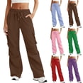 thumbnail image 7 of cocolona Womens Cargo Sweatpants Wide Leg Baggy Sweat Pants Multi-Pocket Cargo Pants Fashion Solid Color Lounge Trousers, 7 of 7