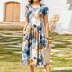 thumbnail image 4 of Vestido de Verano de Manga Corta para las Mujeres una Línea de Playa Casual, Bolsillos de Primavera Suelto Vestido de Poliéster, 4 of 9
