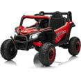 thumbnail image 1 of 12V Ride On Car,UTV Truck with Parental Remote Control,Electric Vehicle with 4 Spring Suspension,EVA Tires,Safety Belt,Double Open Doors,Bluetooth,Music,LED Lights for Ages 3-8 Years,Red, 1 of 6