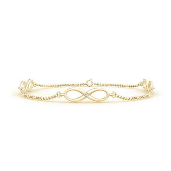 ANGARA Natural Infinity Station Bracelet with Gypsy Diamonds in 14K Yellow Gold for Women (Size-1.5mm| Color-G| Clarity-VS2) | Anniversary, Jewelry Gift for Women | Natural Diamond Bracelet