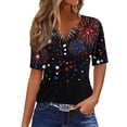thumbnail image 2 of Cavosen 4th of July Clothes Women Petite Red White and Blue Short Sleeve V-Neck T Shirts USA Flag Graphic Tops Lady XL Patriotic Casual T Shirts Independence Day Tunic Tees 2025 Patriotic Blouses, 2 of 5