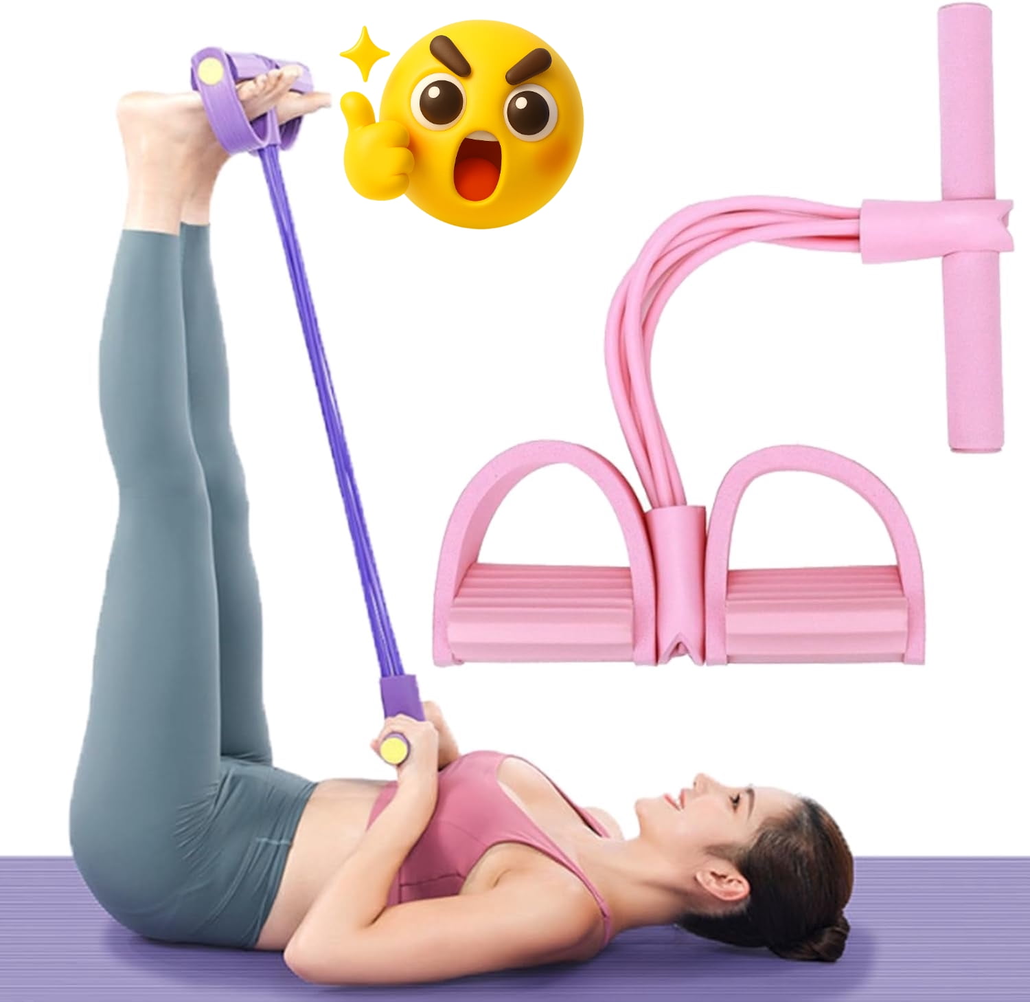 21 Fitness Resistance Bands-4 Tube Pedal Ankle Puller, 2025 Upgraded Stirrup Puller for Exercise, Foot Pedal Resistance Band for Arm Weights Exercise Equipment