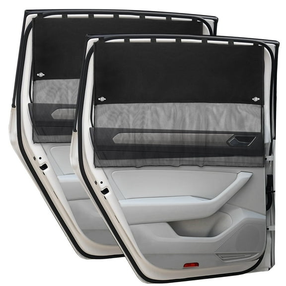 Car Window Shades, 2 Pcs Half Blackout & Half See-Through Magnetic Sun Shade for Rear Window Covers with Fixed Suction Cups,Car Curtains for Baby Sun/Heat/UV Protection