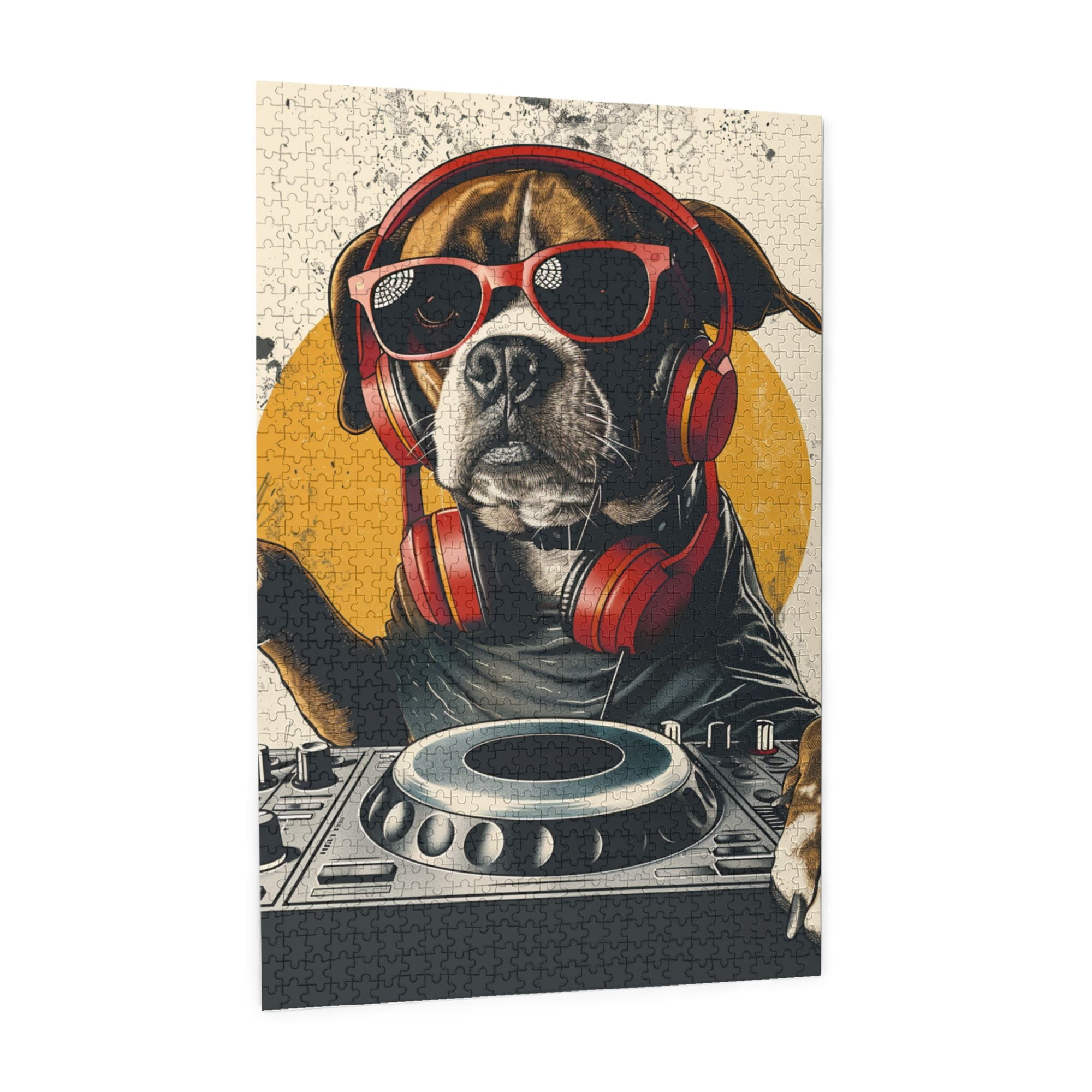 1000 PCS 1000 Piece Wooden Jigsaw Puzzles The Dog That Plays Discs,Funny Artwork For Animal,Strange Animal Imagination,Enjoy The Puzzle Solving Process,Modern Art Animal Puzzle As Home Wall Decor
