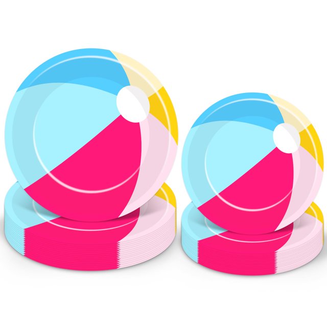 Platos de papel FYSUIMU para pelota de playa, 48 unidades, 18 cm y 23 cm