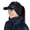 blue plaid, variant on Women's Winter Ponytail Hat | Trucker Hat with drop down ear warmers - quilted/black