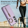thumbnail image 3 of ELEHOLD Case for Samsung Galaxy A24 4G, Zipper Leather Wallet Crossbody Case with Detachable Ring Kickstand & Card SlotsPurple, 3 of 10