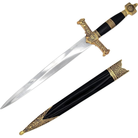 Armory Replicas Medieval Dagger with Symbolic Artwork – 15.5” Collectible Dagger, 440 Stainless Steel Blade, ABS Scabbard with Gold Accents