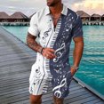 thumbnail image 2 of PEASKJP Vacation Outfits for Men Short Sleeve Tee and Track Shorts Set with Pockets,Navy L, 2 of 5