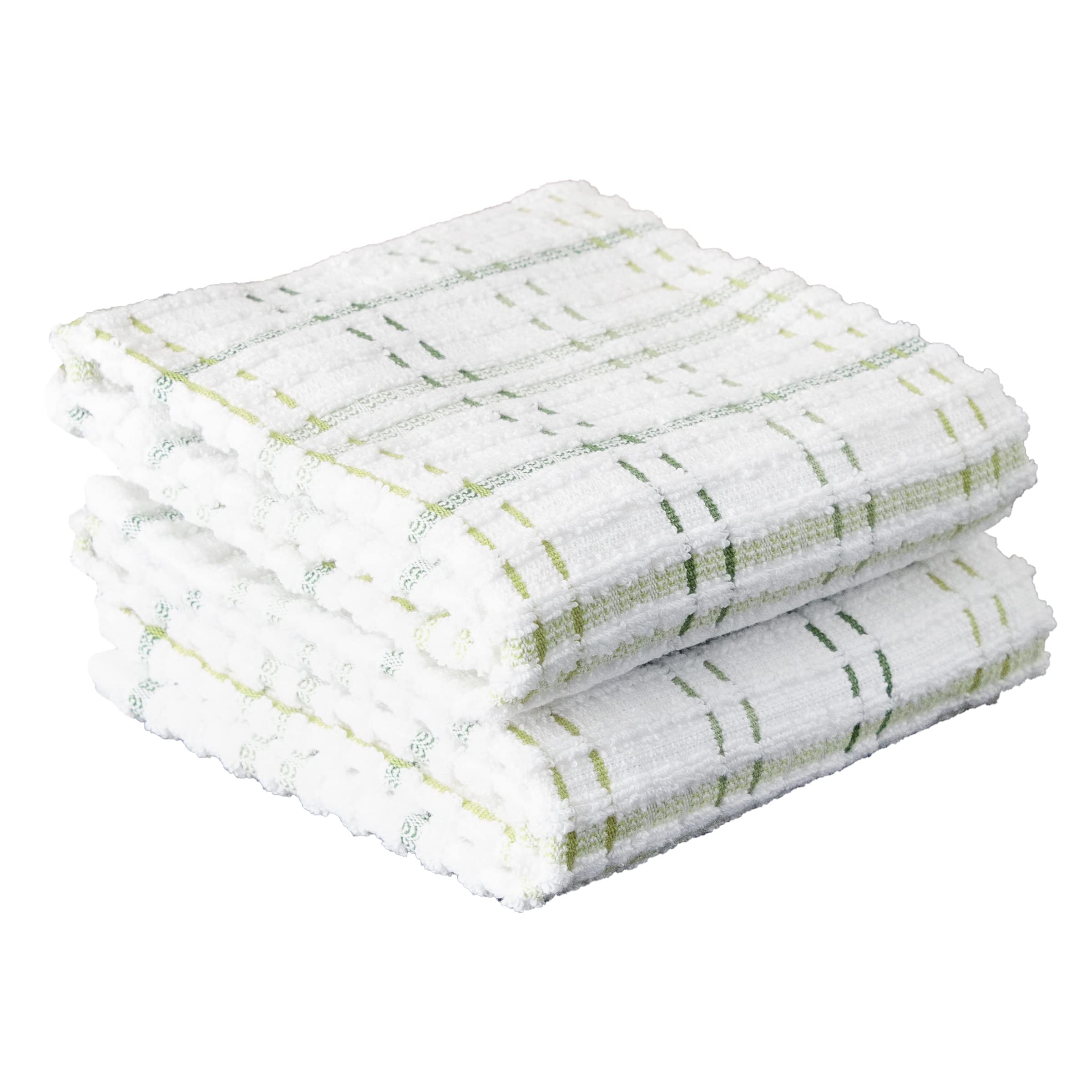 RITZ Royale Collection 100% Combed Terry Cotton, Oversized Kitchen Towel Set, 4-Pack, Solid & Coordinate, Cactus