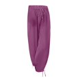 thumbnail image 5 of TRUBKH Womens Linen Pants Summer Boho Pants Straight Leg Lounge Trouser Floral Belt Pants Paperbag Pant Fashion Drawstring Lightweight Palazzo Pants Cruise Pants Beach Pants for Women Hot Pink 3XL, 5 of 5