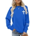 thumbnail image 2 of XIAOCHA Women's Cross Psalm Text Graphic Sweatshirt Long Sleeve Crewneck Pullover Faith Casual Sweatshirt, Blue, Sizes L, 2 of 4