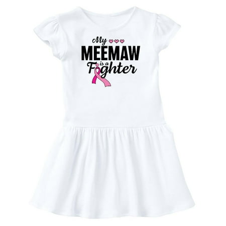 

Inktastic Breast Cancer Awareness My Meemaw is a Fighter Gift Toddler Girl Dress