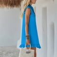 thumbnail image 7 of Kukoosong Women's Ruffle Sleeveless Shirt Mini Dress, Collar Button Down Tank Dress with Pocket, Solid Color Casual Summer Ruffle Hem Short Dress, 7 of 7