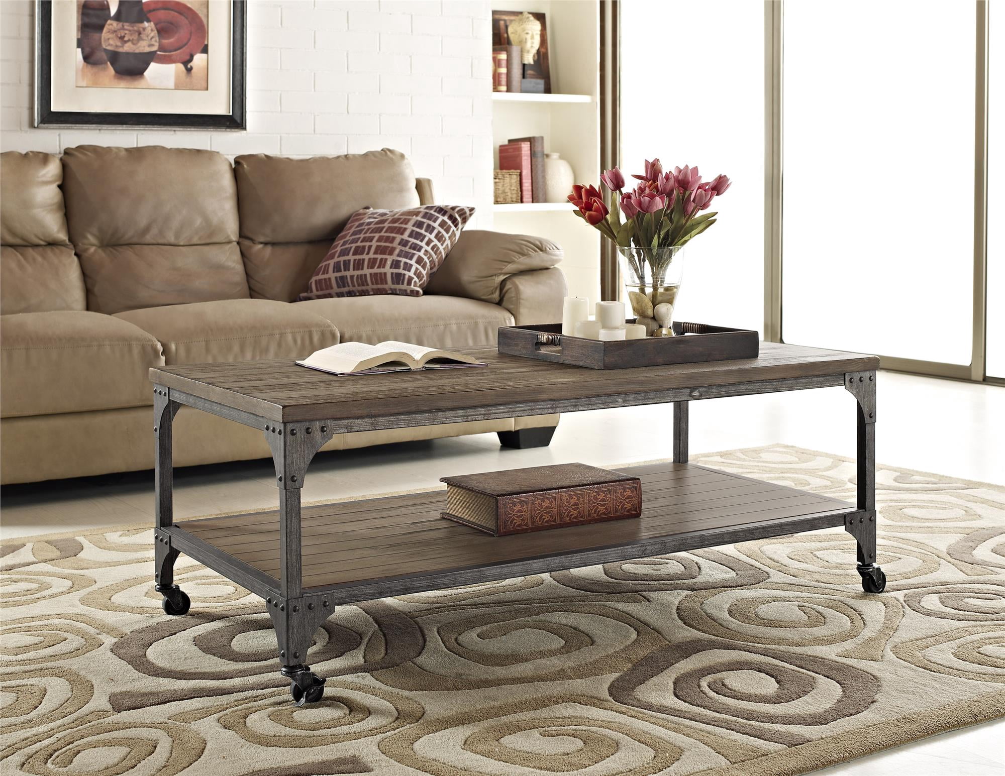 Ameriwood Home Furniture Cecil Coffee Table, Rustic Finish - Walmart.com
