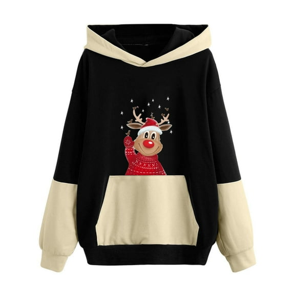 Graphic Hoodies for Women Women's Fashion Casual Christmas Printed Long Sleeve Blouse Pocket Pullover Tops Hoodies Ropa De Mujer