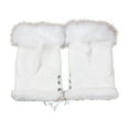 thumbnail image 2 of Eosunjian 1 Pair Women Winter Mittens Adjustable Drawstring Thick Plush Faux Fur Windproof Anti-slip Student Writing Gloves Keep Warm Fingerless Typing Mittens White, 2 of 13