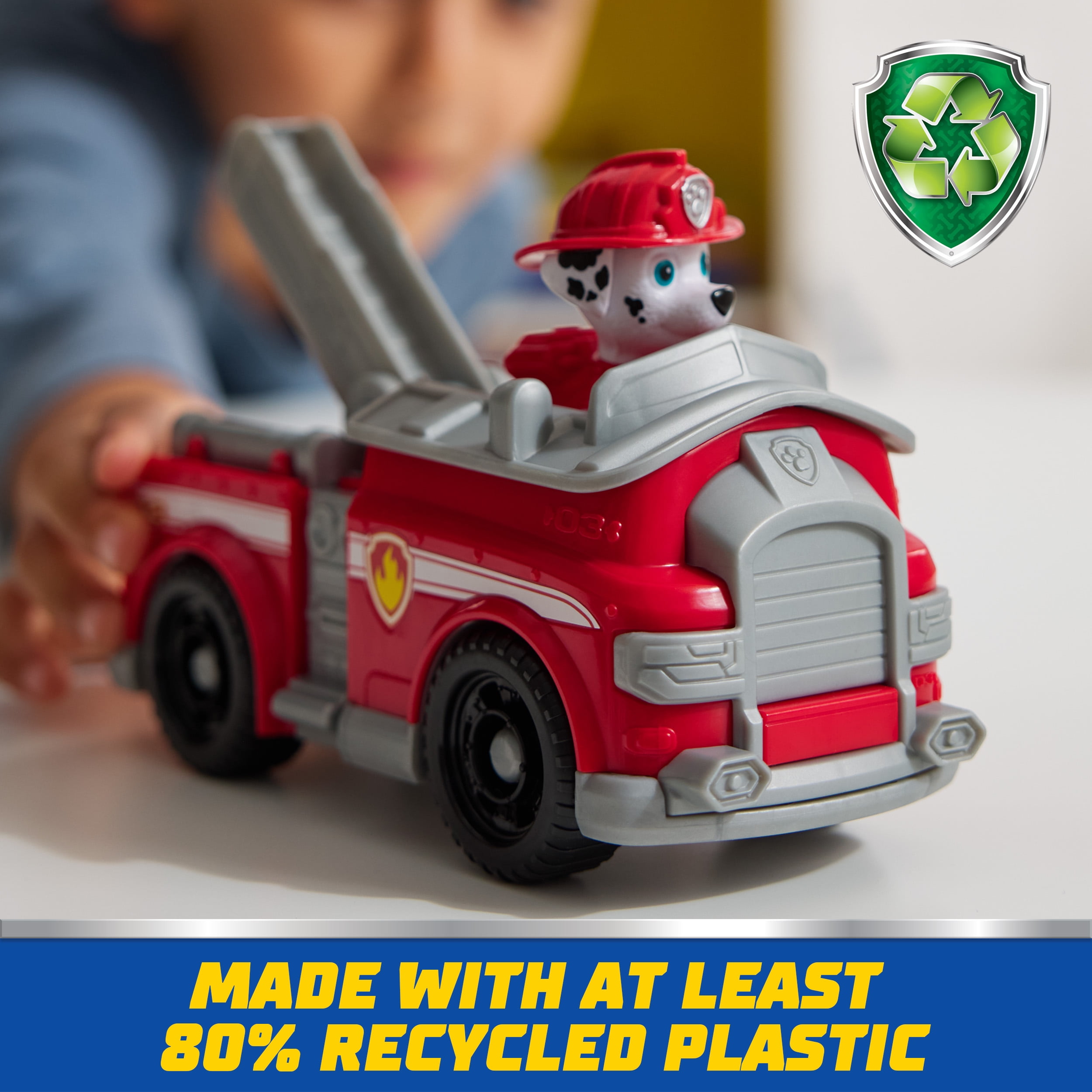 PAW Patrol Fire Truck with Collectible Marshall Figure, Sustainably Minded Toys for Kids Ages 3+, Marshall’s Firetruck