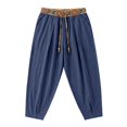 thumbnail image 4 of HOMADLES Mens Casual Linen Joggers Pants Elastic Waist Side Pocket Sports Pants Outdoor Athletic Pants Navy Size 3XL, 4 of 9